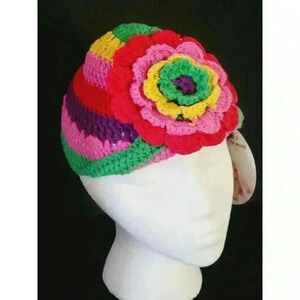 The Daisy Baby Knit Flower Hat Gabby Rainbow Size 0-6